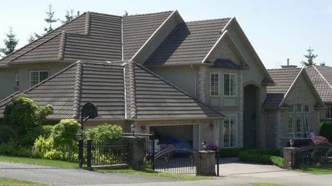 Big expensive house with opened garage. Stock-Footage 77176691