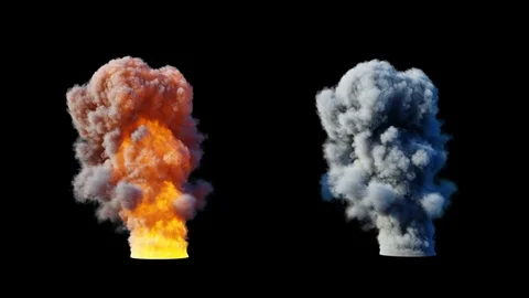 Big explosion and smoke cloud. Fire isolate. Alpha matte. Realistic 4k animation Stock Footage 84183429