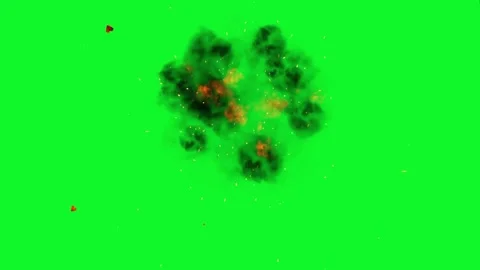 Big Explosion With Black Smoke on Green Screen Stock Footage 224129355