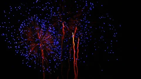 Big explosions of fireworks.Slow motion Stock Footage 81252104