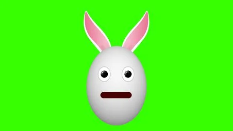 Big eye and looking expression easter bunny egg on green screen Stock Illustration