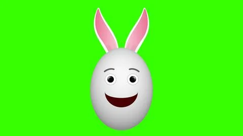 Big eye easter bunny on green screen animation Stock Illustration