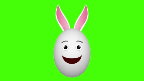 Big eye easter bunny with two swinging ears on green screen animation Stock Footage 306078533