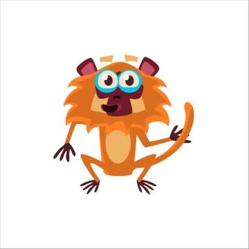 Big-eyed Monkey Flat Vector Stock Illustration