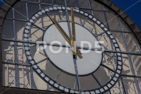 Big facade clock on the Mustek, Praha Stock Photos