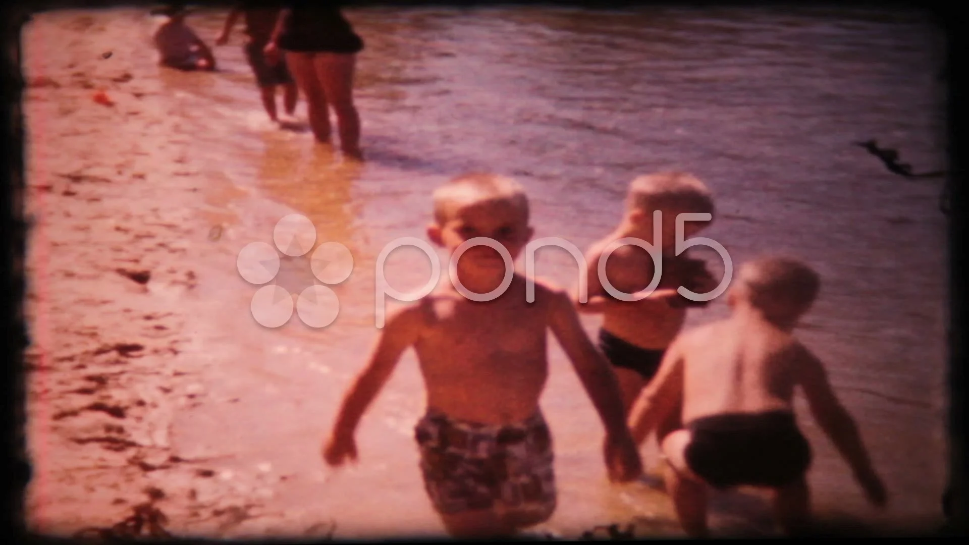 big family is having fun at the lake 1950s vintage film home movie 288