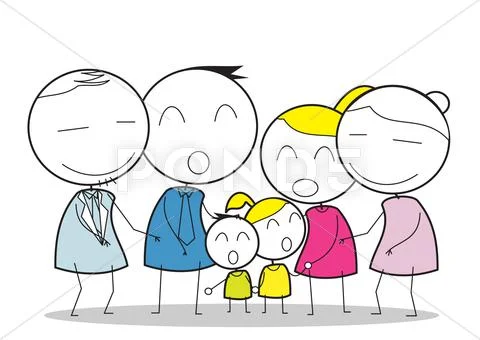 Big family Stock Illustration