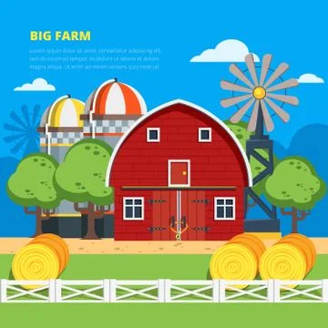 Big Farm Flat Composition Illustrazione stock