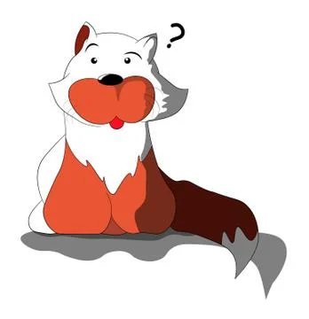 Big fat cat thought, question mark, perplexity. Isolated vector on white back Stock Illustration