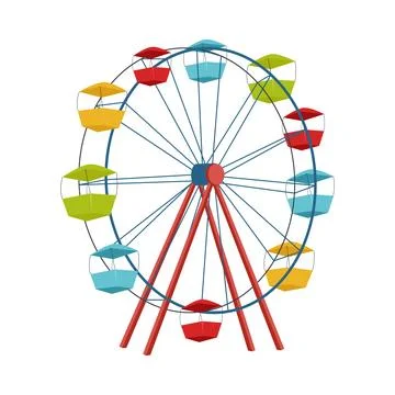 Big ferris wheel in flat design. Amusement park attraction, circle carousel.. Illustrazione stock