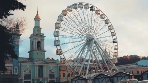 Big ferris wheel in winter Stock Footage 84693868