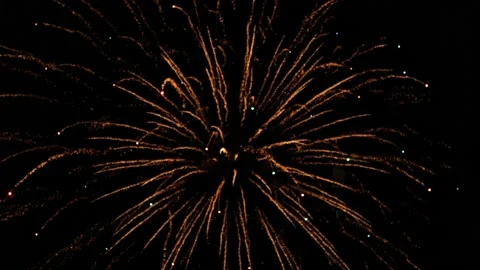 Big festive bright fireworks on the background of the black sky Stock Footage 194741975