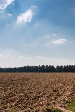Big fields in the middle of the german countryside with hills, forests and me Stock Photos