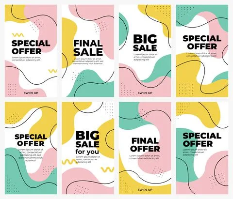 Big final sale, special offer tag for social media stories, promotion minimalist Stock Illustration