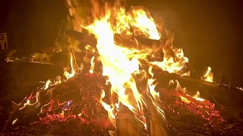 Big fire burning 스톡 동영상 333699988