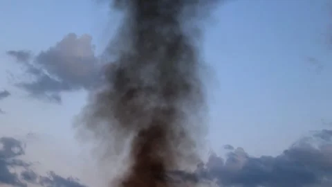 Big fire, burning garbage. There was a fire at night, environmental pollution Stock Footage 250028290