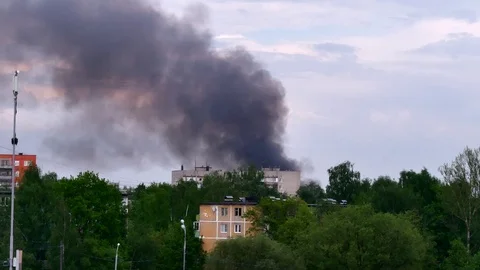 A big fire in the city. Stock Footage 109388191