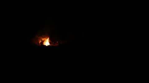 Big fire far away Stock Footage 18188035