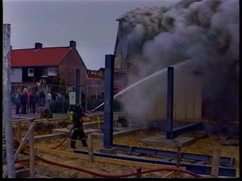 Big fire Netherlands shop 1996 Stock Footage 69771653