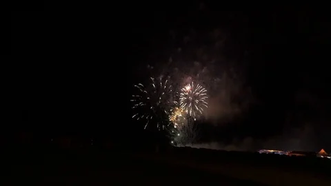 BIG FIREWORK ON TRAVEMÜNDER WEEK IN GERMANY Stock Footage 113349381