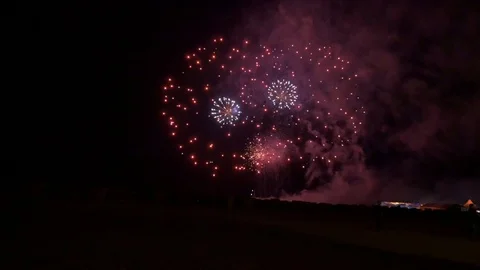 BIG FIREWORK ON TRAVEMÜNDER WEEK IN GERMANY Stock Footage 113349451