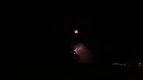 BIG FIREWORK ON TRAVEMÜNDER WEEK IN GERMANY Stock Footage 113350230