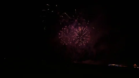 BIG FIREWORK ON TRAVEMÜNDER WEEK IN GERMANY Stock Footage 113352004