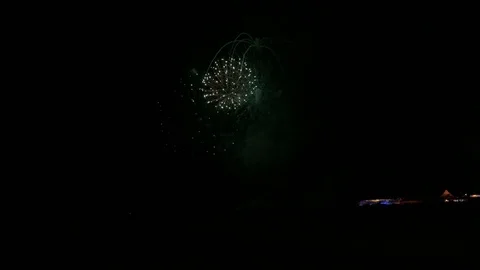BIG FIREWORK ON TRAVEMÜNDER WEEK IN GERMANY Stock Footage 113352140