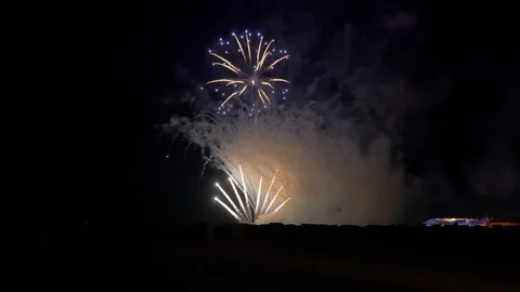 BIG FIREWORK ON TRAVEMÜNDER WEEK IN GERMANY Stock Footage 113352199