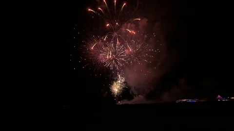 BIG FIREWORK ON TRAVEMÜNDER WEEK IN GERMANY Video stock 113352404