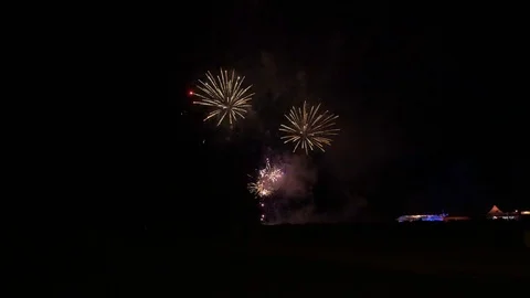BIG FIREWORK ON TRAVEMÜNDER WEEK IN GERMANY Stock Footage 113352873