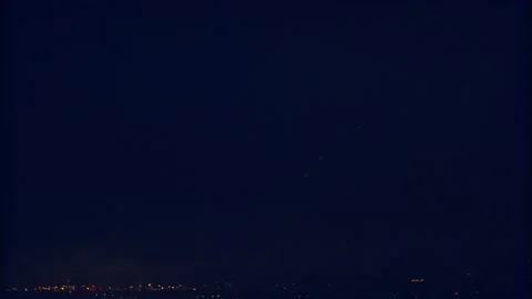 Big Fireworks Show Over Small City Stock Footage 201895118