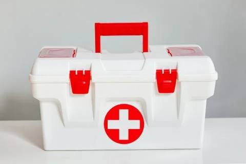 Big first aid kit box. Covid-19. Coronavirus Stock Photos