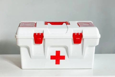 Big first aid kit box. Covid-19. Coronavirus Stock Photos