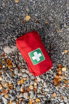 Big first aid kit for mountain adventures Stock Photos