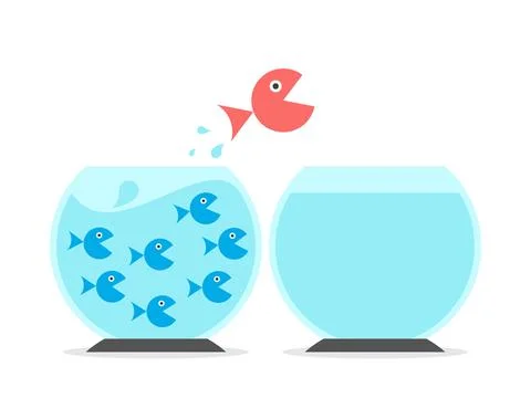 Big fish changing fishbowl Stock Illustration