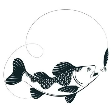 Big fish chasing bait on the line Stock Illustration