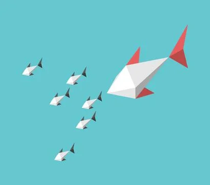 Big fish chasing many Stock Illustration