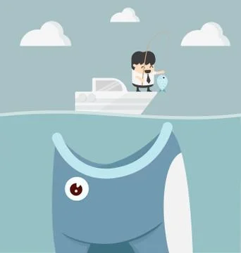 Big fish devouring small fish Stock Illustration