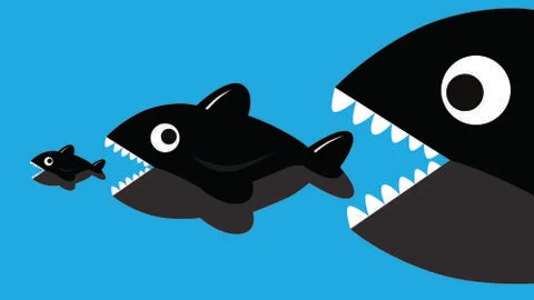 Big fish eating small fish vector illustration Stock Illustration