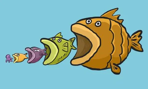 Big fish eating smaller fish Stock Illustration