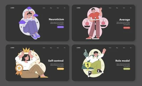 Big Five Personality Traits interface design. Flat vector illustration イラスト素材