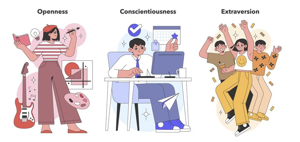 Big Five Personality Traits visualization. . Flat vector illustration イラスト素材