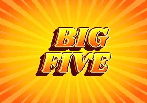 Big five. Text effect in gradient yellow orange color, 3D look. Yellow back.. Stock Illustration