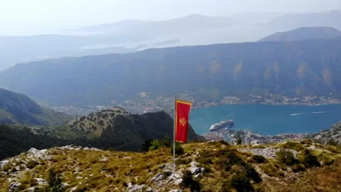 Big flag of Montenegro 스톡 동영상 183390092