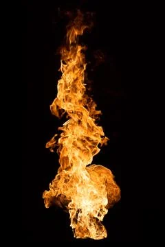 Big Flame on black background Stock Photos