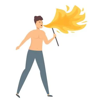Big flame icon cartoon vector. Fire show Stockillustratie