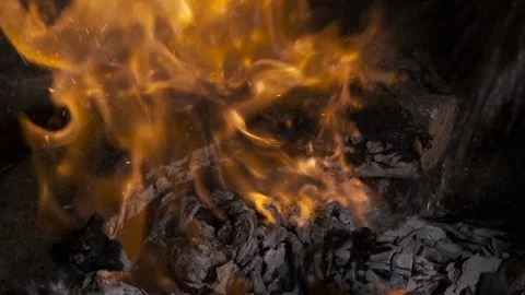 Big flames in a chimney Stock Footage 126418448