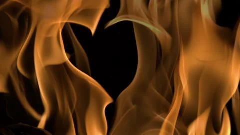 Big Flames of Fire Moving in Slow Motion at Night Stock Footage 270387376