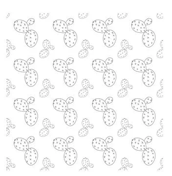 Big flat cactus in doodle style. Simple seamless pattern. Vector illustration Stock Illustration